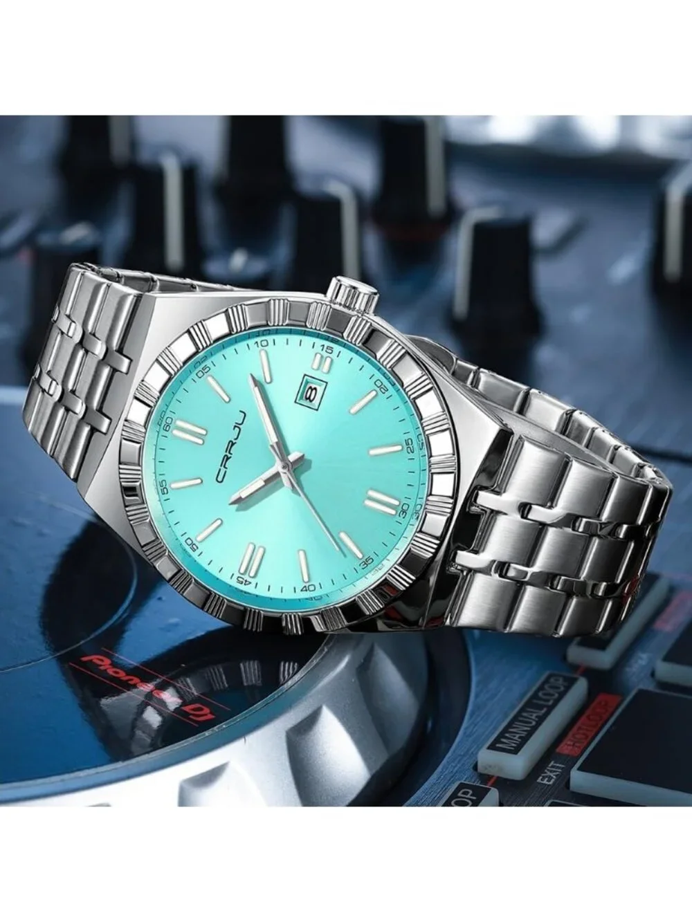 Men's Silver Mint Luxury Luminous Analog Quartz Fashion Casual Wrist Watches